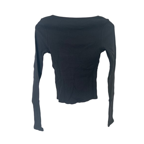 H&M Dark Gray Corset Style Ribbed Long Sleeve Top - Picture 7 of 7